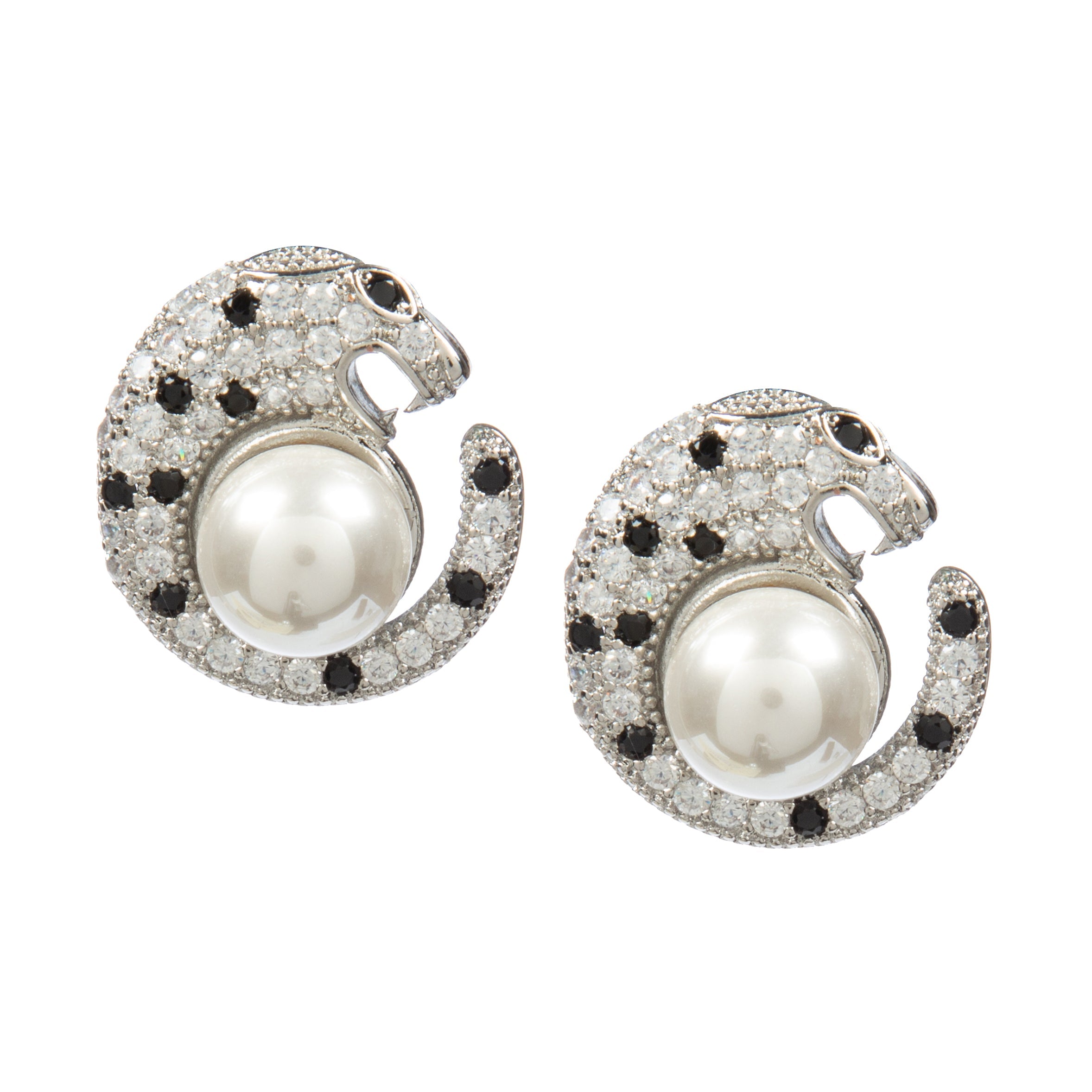 Leopard Glass pear Beads Cubic Zirconia Earrings E8683