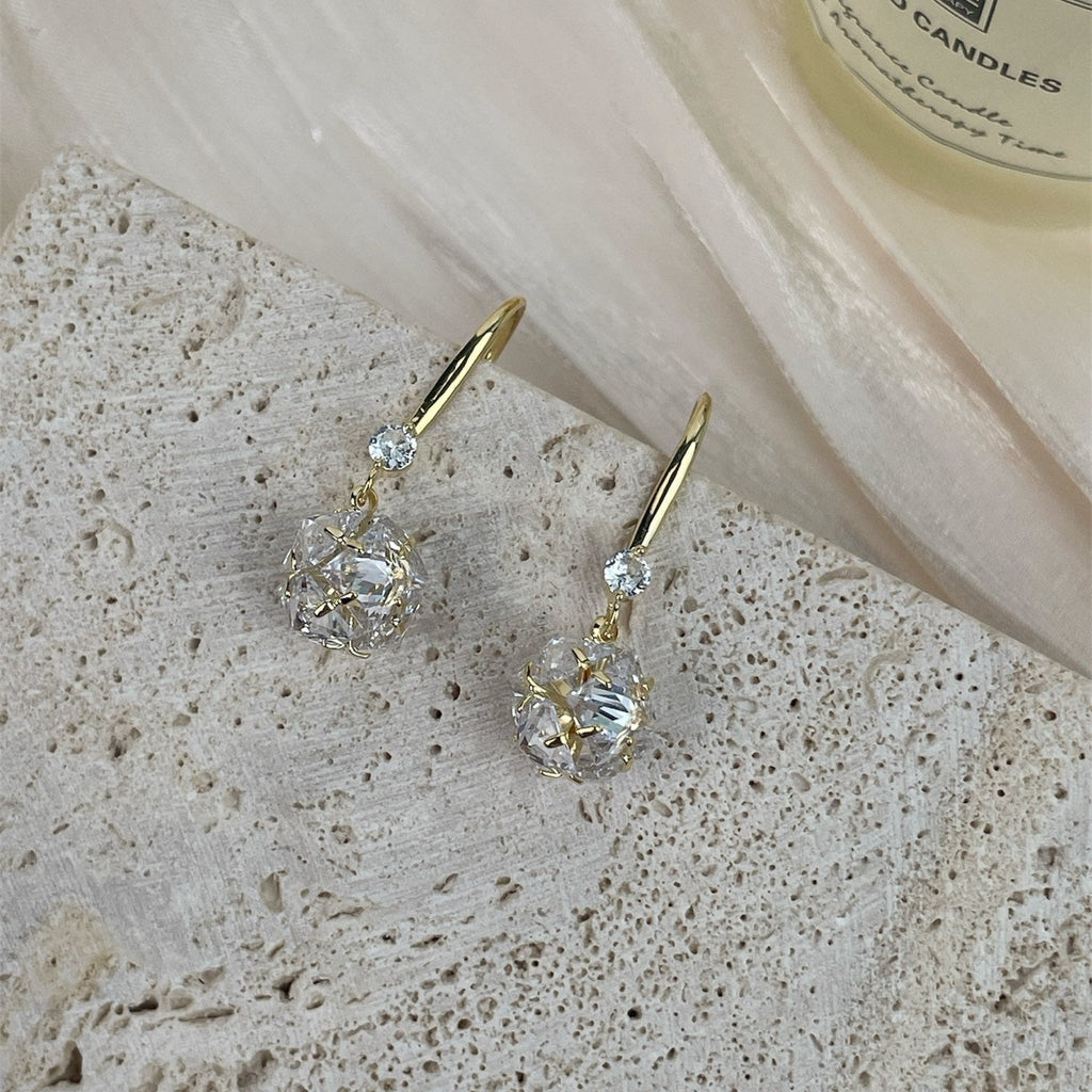 Cubic Zirconia Flower Earrings E8687