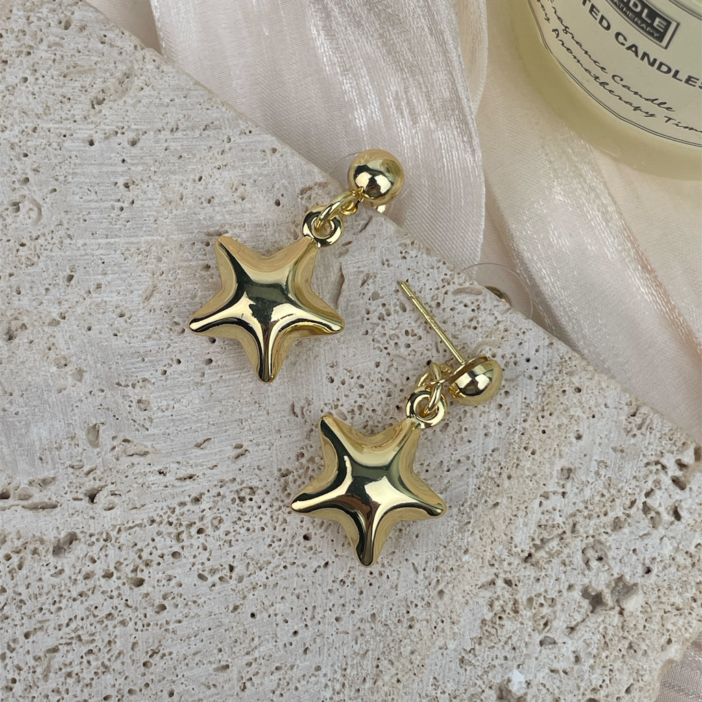 18K Gold Plated Star Earrings E8697