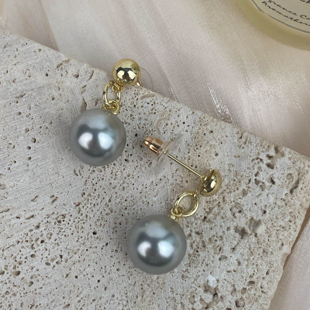 18K Gold Plated With Glass Pearl Earrings E8721