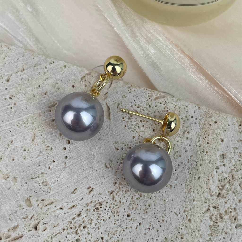 18K Gold Plated with Glass Pearl Earrings E8720