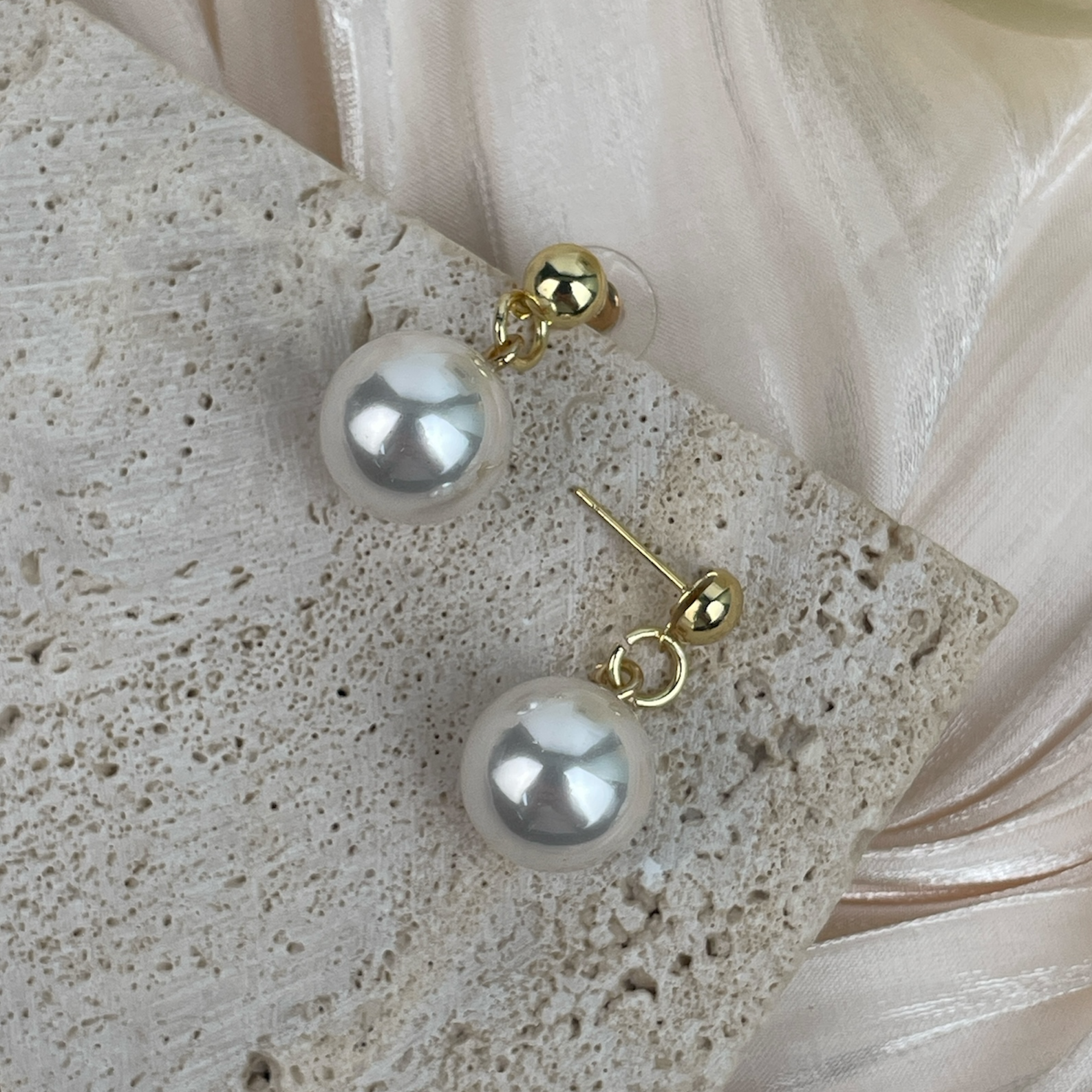 18K Gold Plated With Glass Pearl Earrings E8721