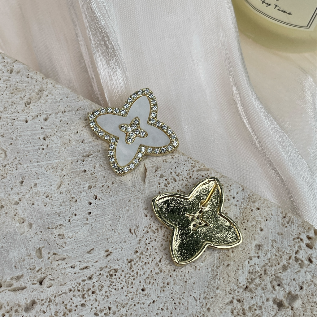 Four Leaf Clover Rhinestone Earrings E8742 - view 2