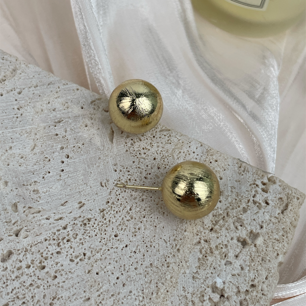 18K Gold-Plated Frosted Beads Earrings E8746