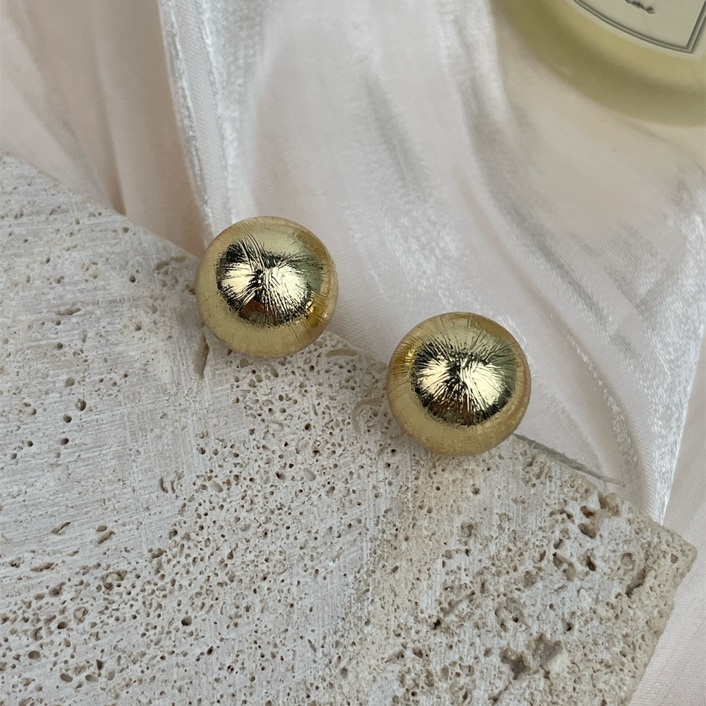 18K Gold-Plated Frosted Beads Earrings E8746