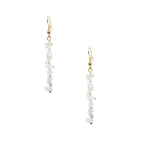 18K Gold-Plated Mixed-Stone Earrings E8765 - Clear Quartz