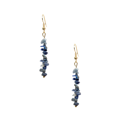 18K Gold-Plated Mixed-Stone Earrings E8765 - Lapis