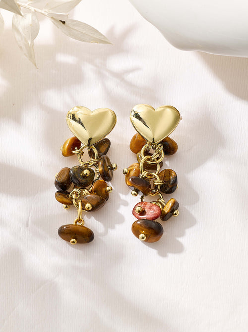 18K Gold-Plated Mixed-Stone Earrings E8768