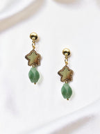 18K Gold Plated Green Aventurine Earrings E8773