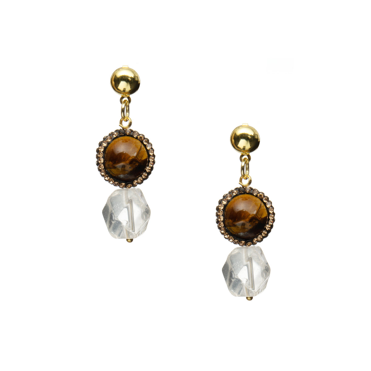 18K Gold Plated Clear Quartz Earrings E8774