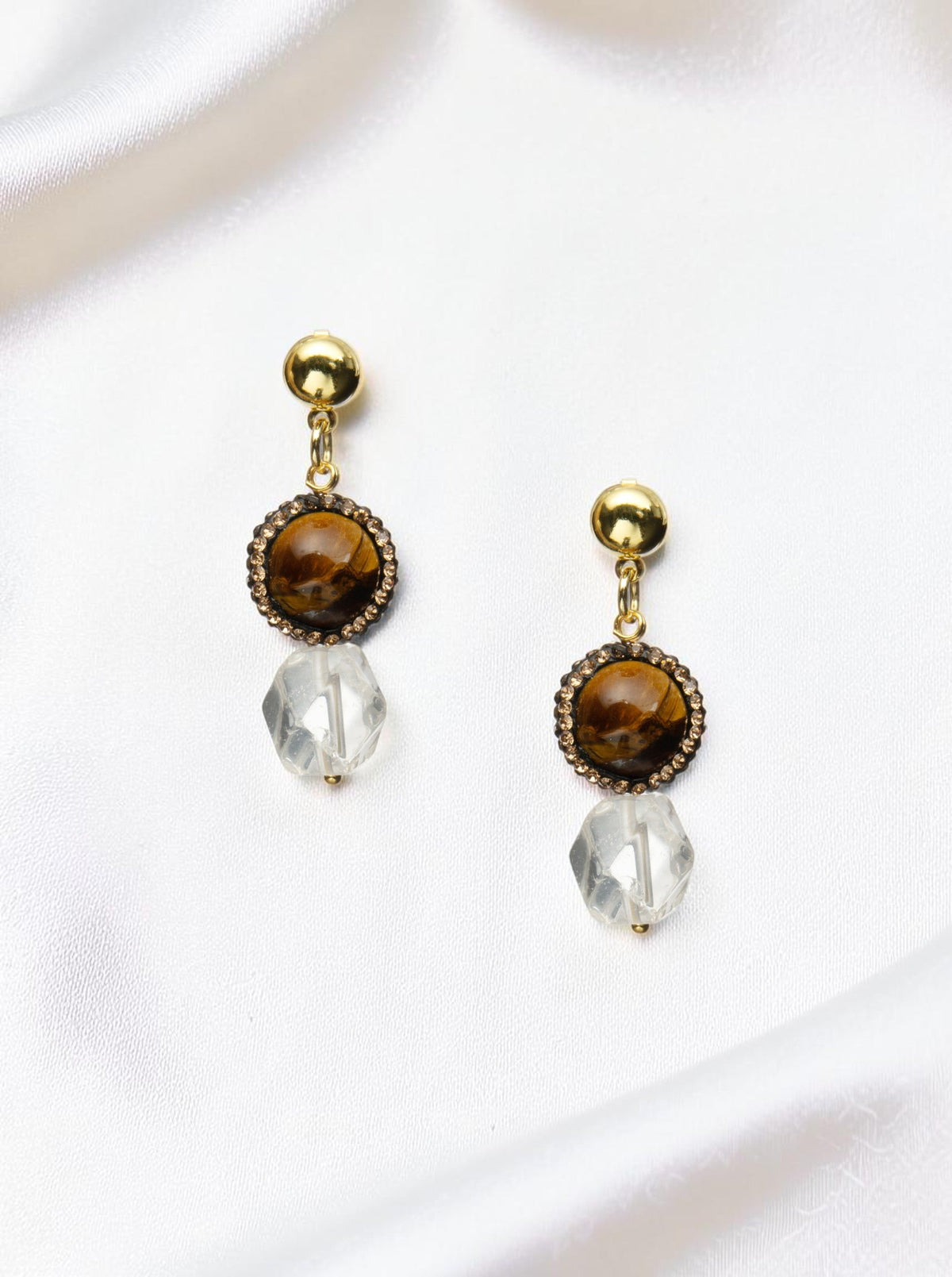18K Gold Plated Clear Quartz Earrings E8774
