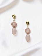 18K Gold Plated Rose Quartz Earrings E8775