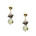 18K Gold Plated Irregular Prehnite Earrings E8778