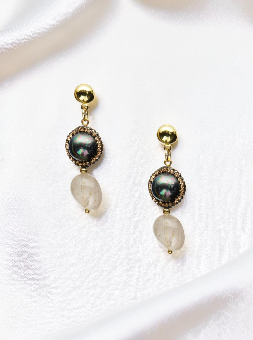 18K Gold Plated Yellow Pagoda Crystal Earrings E8779