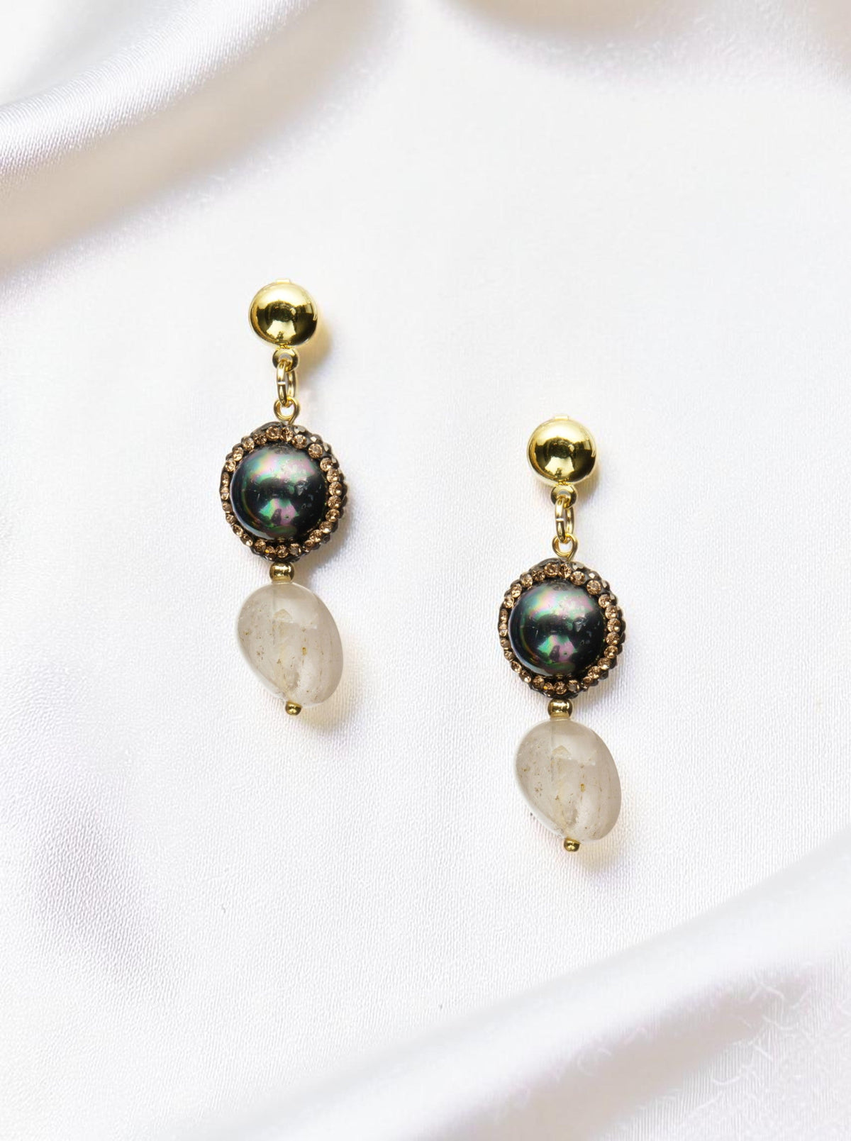 18K Gold Plated Yellow Pagoda Crystal Earrings E8779