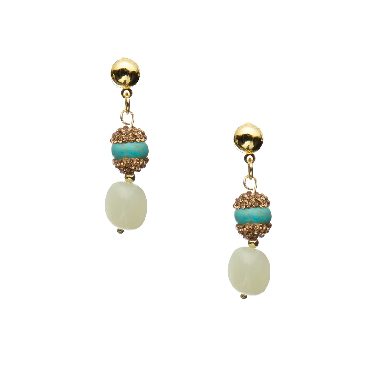 18K Gold Plated New Jade Earrings E8781
