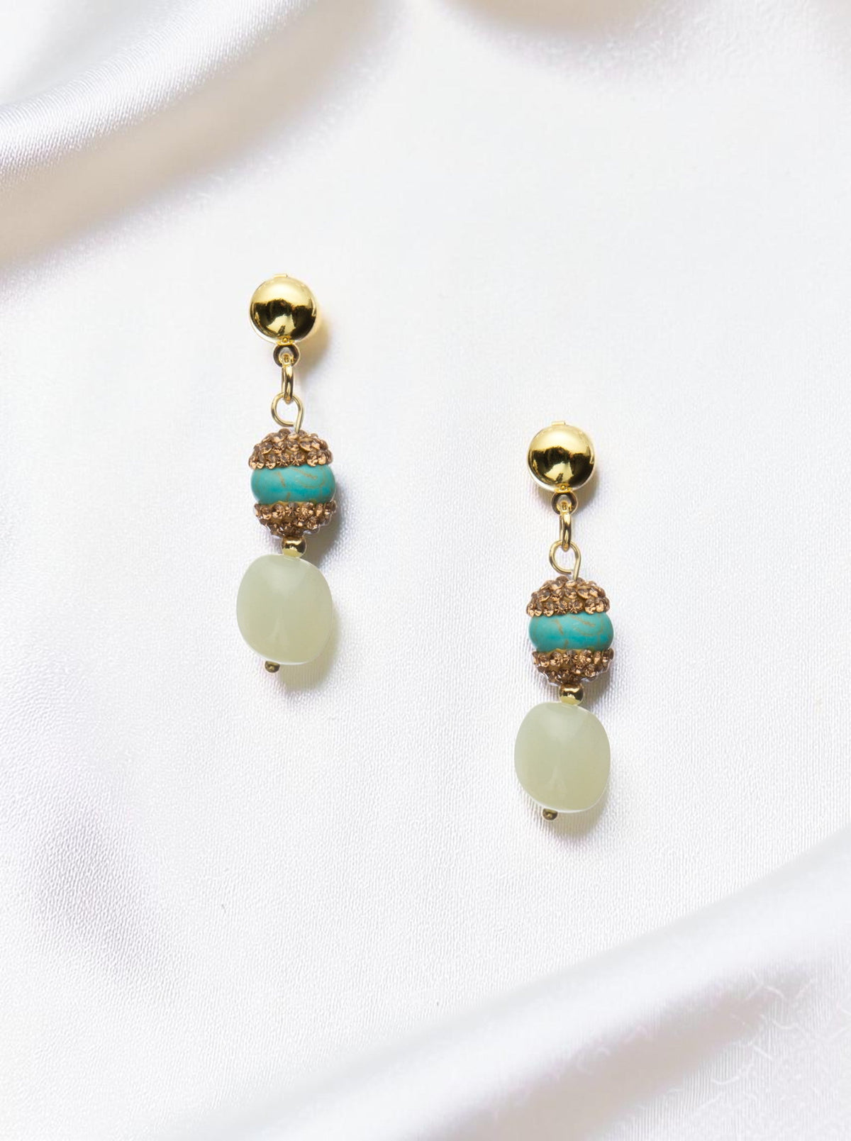 18K Gold Plated New Jade Earrings E8781