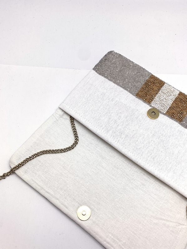 BEE-You Striped Beaded Clutch EXW-6030-GD