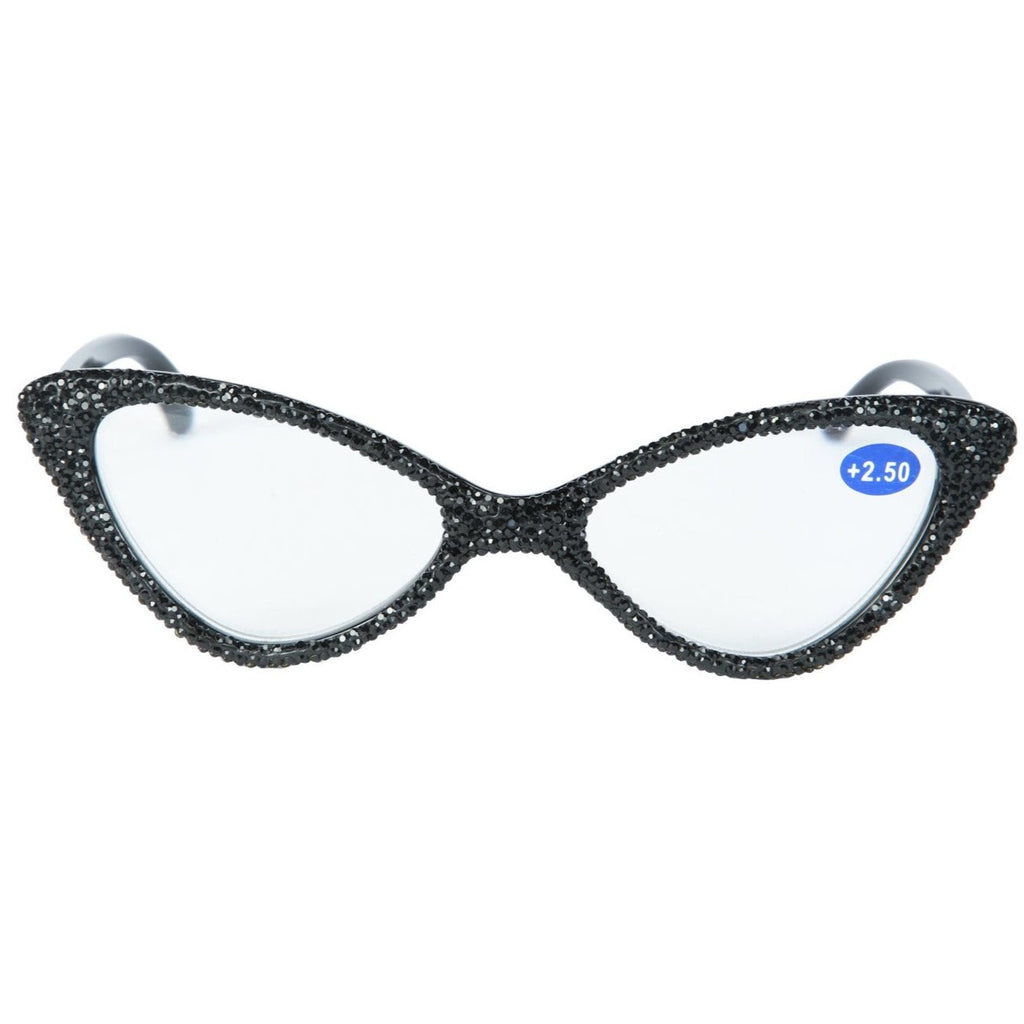 Handmade Rhinestone Cat Eye Reader G0303-Black