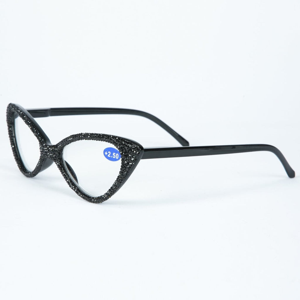 Handmade Rhinestone Cat Eye Reader G0303-Black