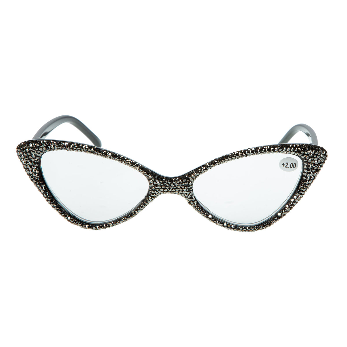 Handmade Rhinestone Round Reader Glasses G0303-Gun Metal