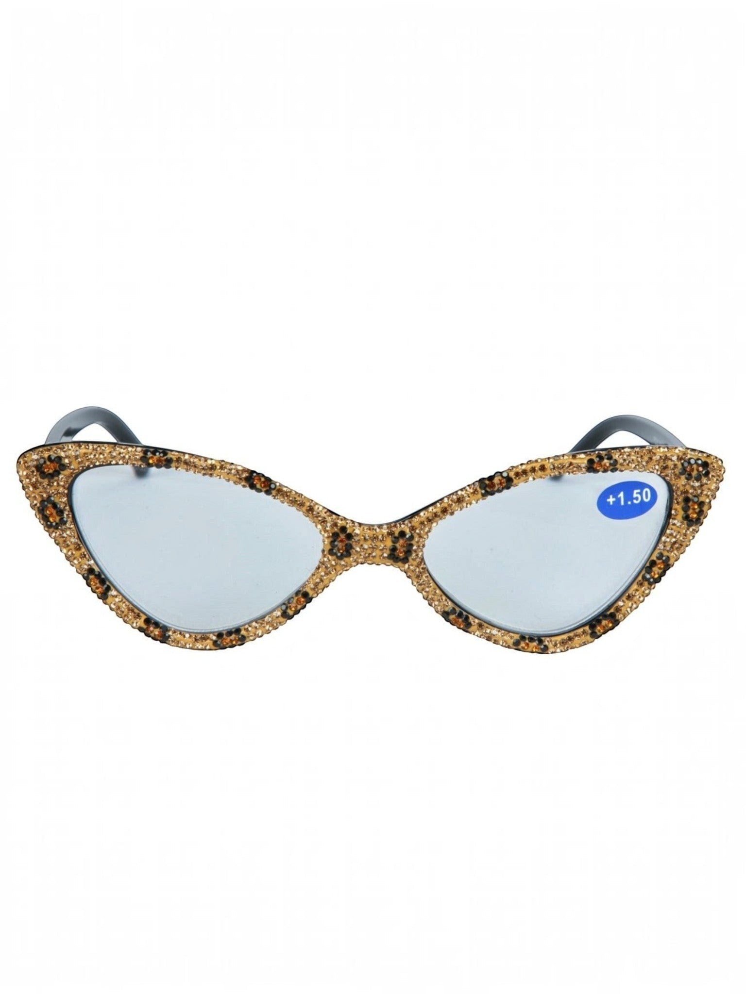 Handmade Rhinestone Cat Eye Reader Glasses G0305-Brown