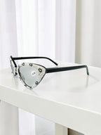 Handmade Rhinestone Cat Eye Reader Glasses G0305-White