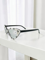 Handmade Rhinestone Cat Eye Reader Glasses G0305-White