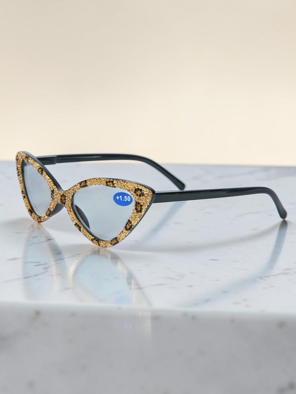 Handmade Rhinestone Cat Eye Reader Glasses G0305-Brown
