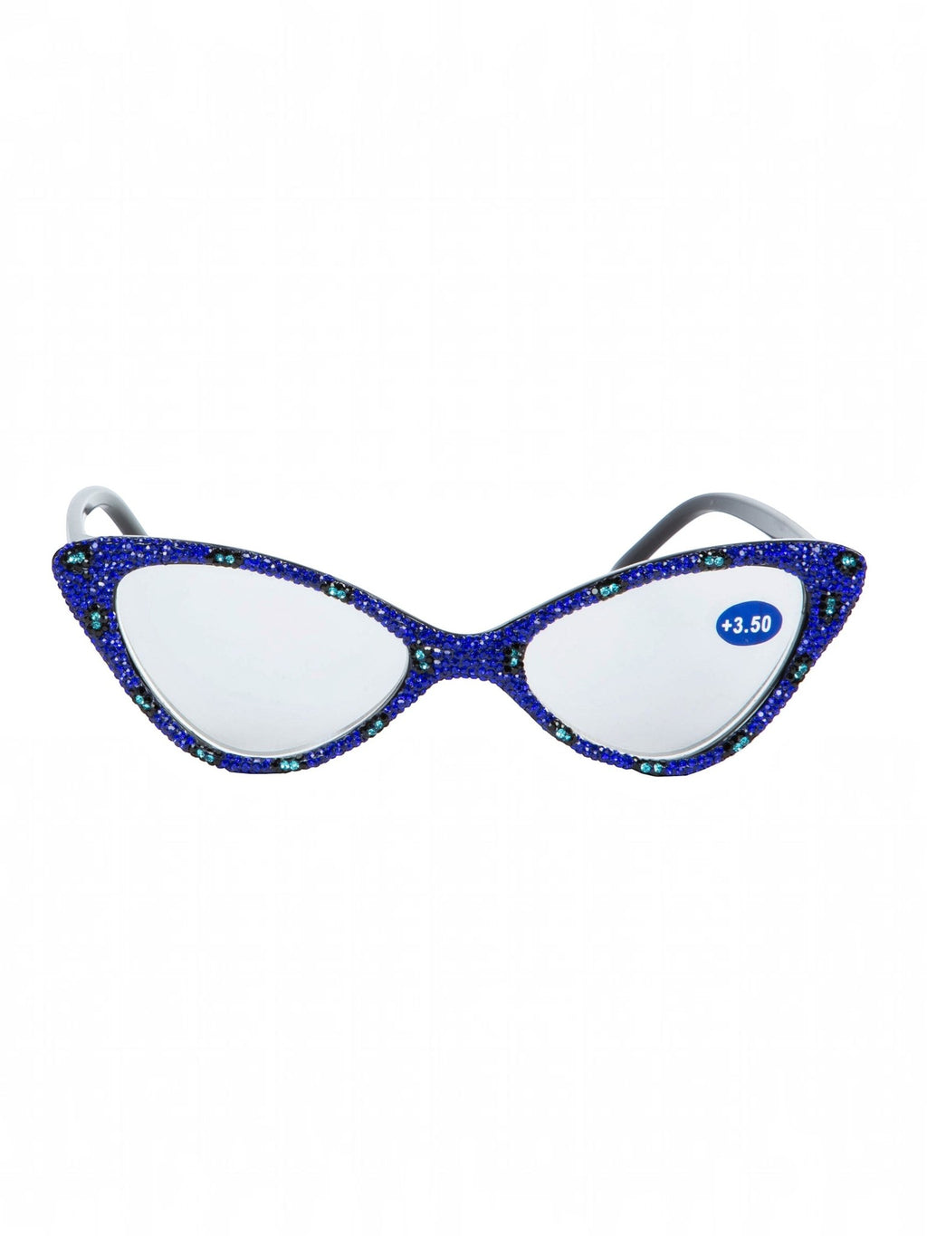 Handmade Rhinestone Cat Eye Reader Glasses G0305-Blue