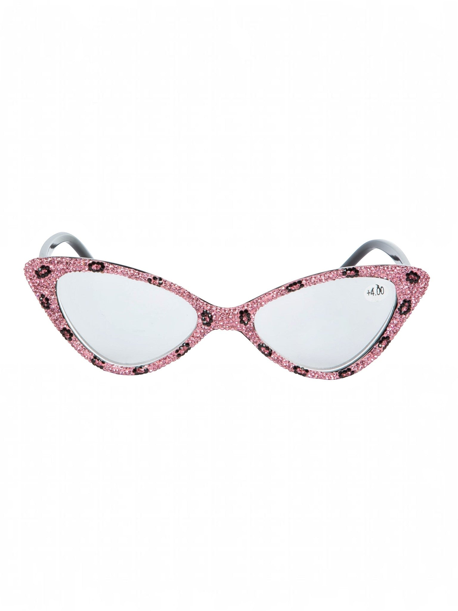 Handmade Rhinestone Cat Eye Reader Glasses G0305-Pink