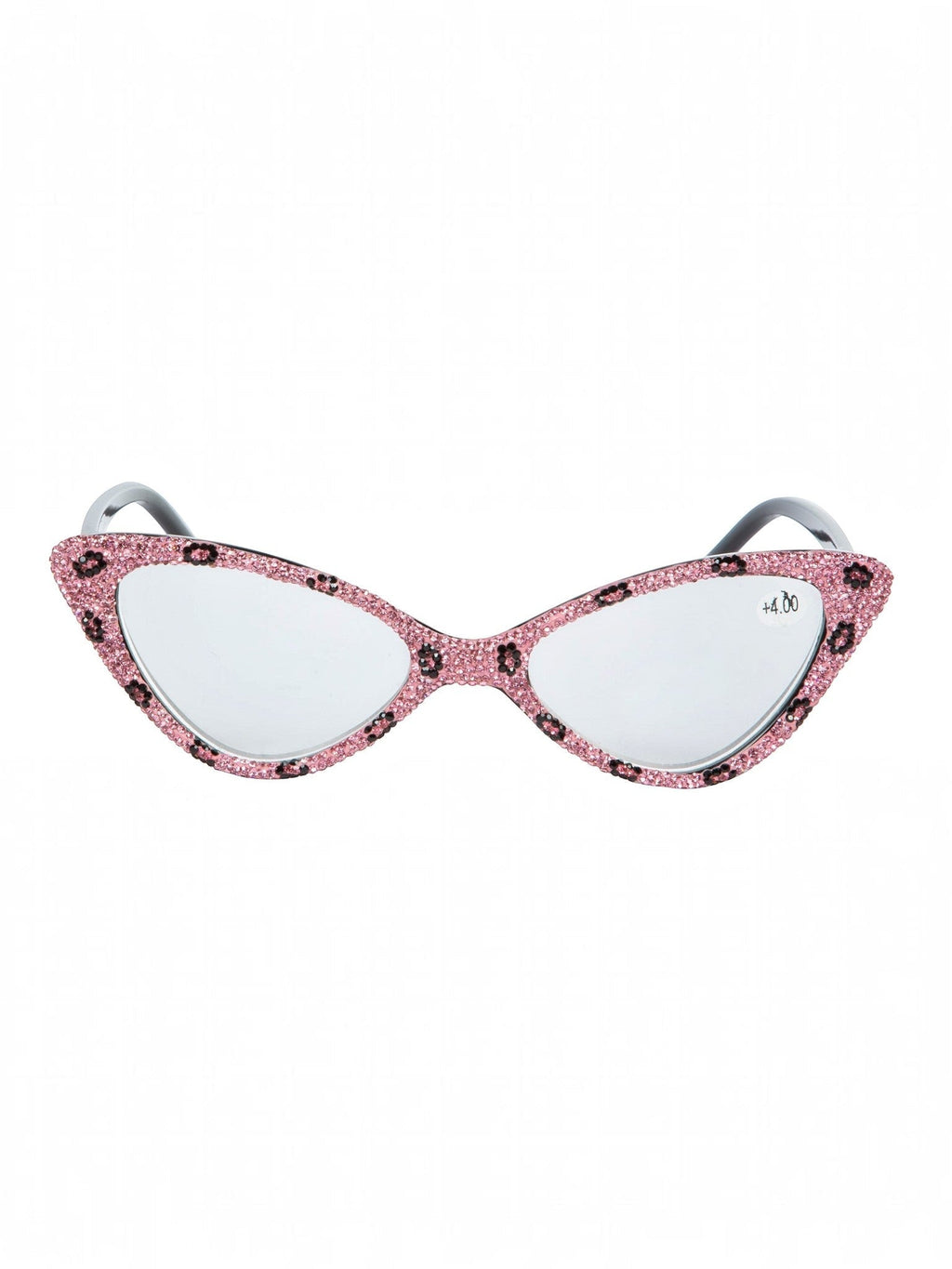 Handmade Rhinestone Cat Eye Reader Glasses G0305-Pink
