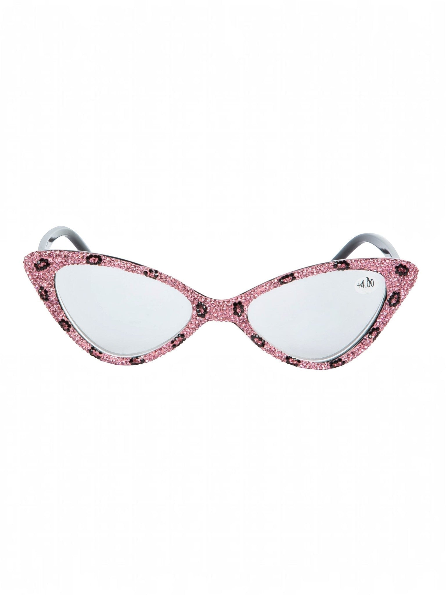Handmade Rhinestone Cat Eye Reader Glasses G0305-Pink