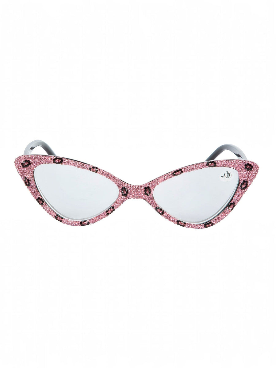 Handmade Rhinestone Cat-Eye Reader Glasses G0305-Pink