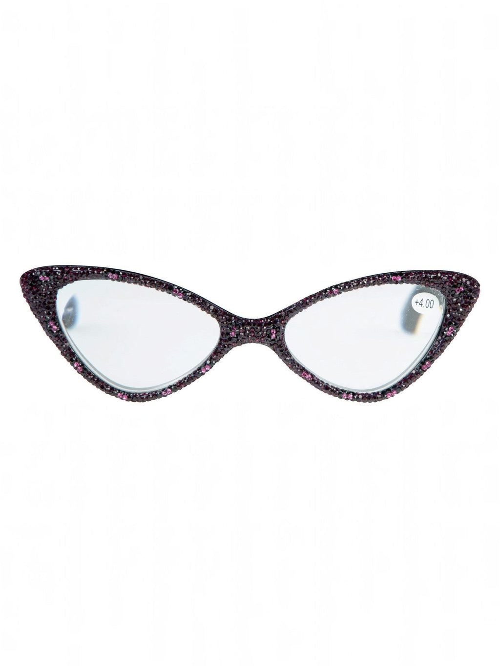 Handmade Rhinestone Cat Eye Reader Glasses G0305-Purple