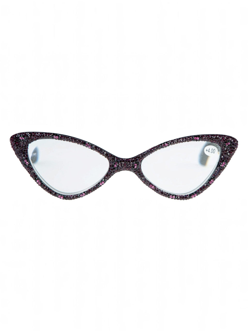 Handmade Rhinestone Cat Eye Reader Glasses G0305-Purple