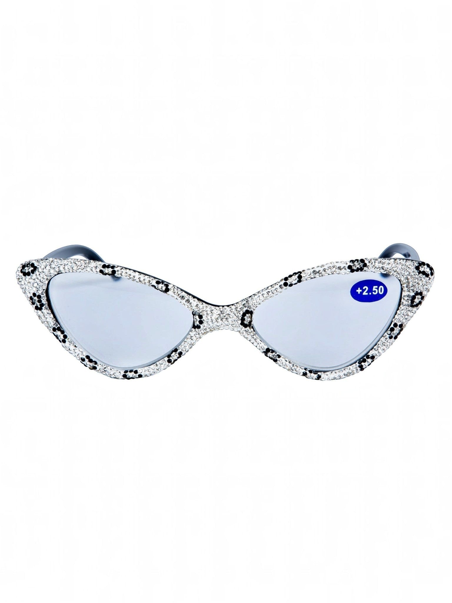 Handmade Rhinestone Cat Eye Reader Glasses G0305-White