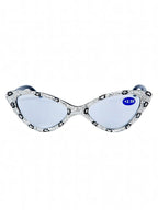Handmade Rhinestone Cat Eye Reader Glasses G0305-White