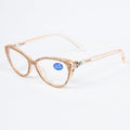 Handmade Rhinestone Cat Eye Reader Glasses G0399-Champagne