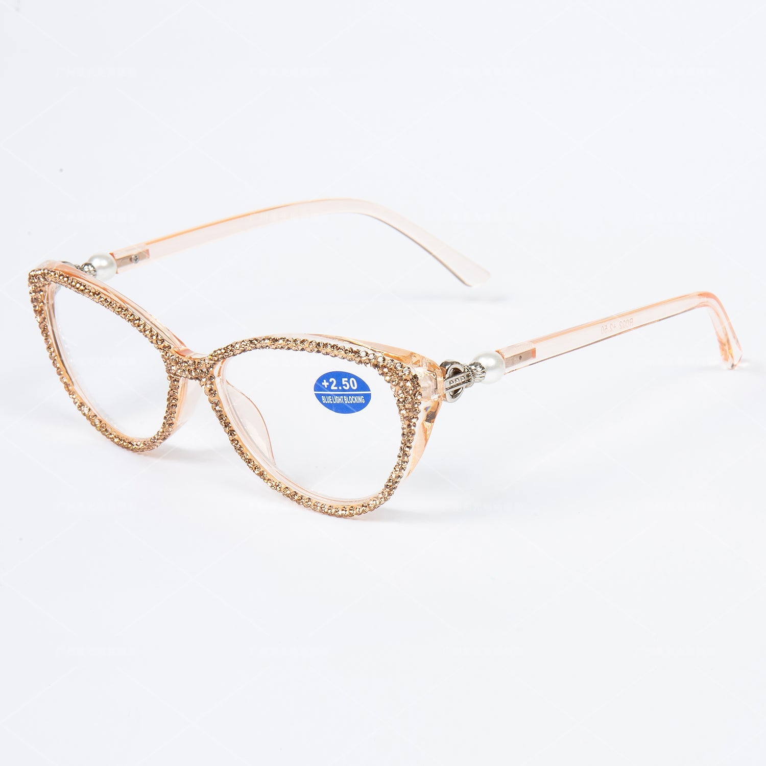 Handmade Rhinestone Cat Eye Reader Glasses G0399-Champagne