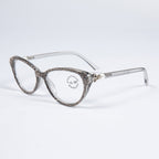 Handmade Rhinestone Cat Eye Reader Glasses G0399-Grey