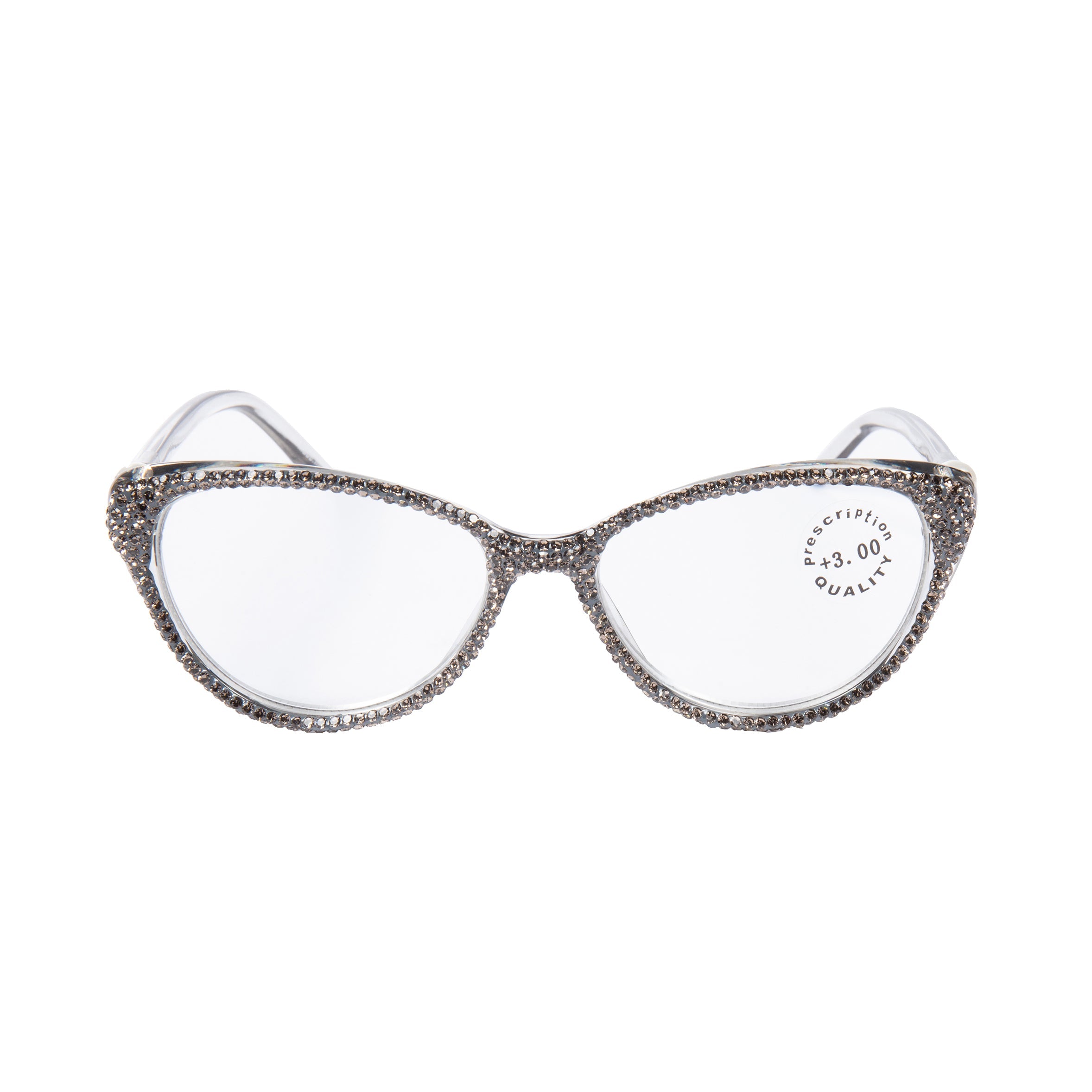 Handmade Rhinestone Cat Eye Reader Glasses G0399-Grey