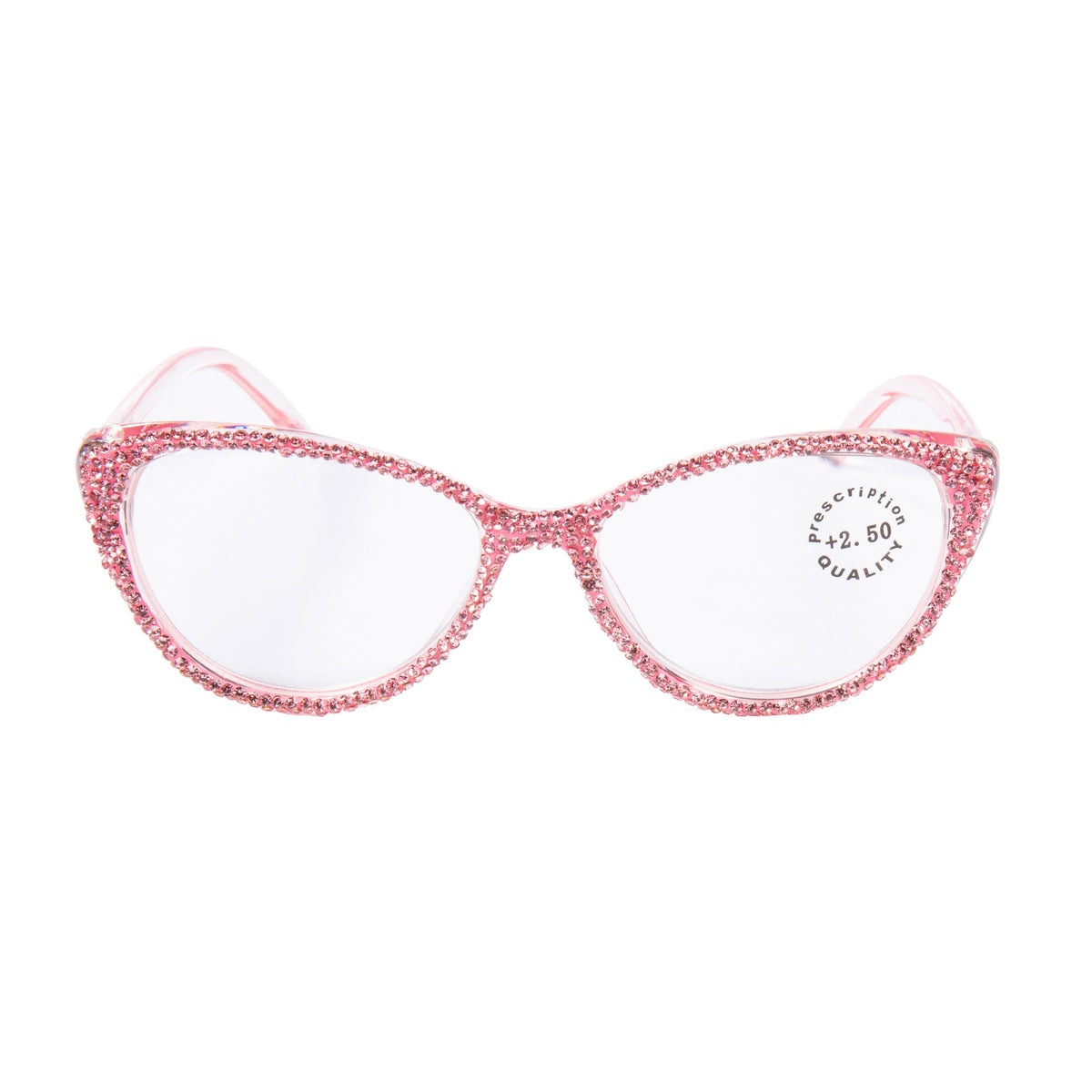 Handmade Rhinestone Cat Eye Reader Glasses G0399-Pink