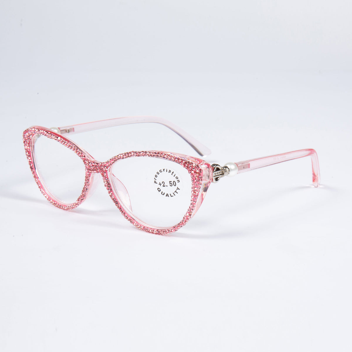 Handmade Rhinestone Cat Eye Reader Glasses G0399-Pink