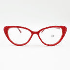 Handmade Rhinestone Cat Eye Reader Glasses G0399 - Red