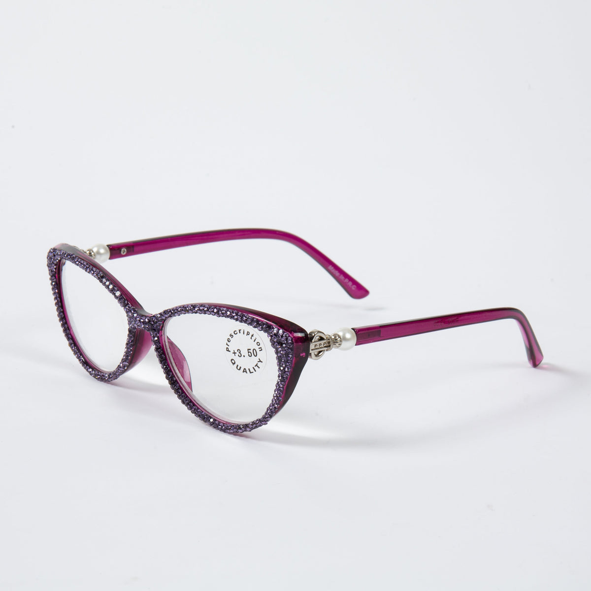 Handmade Rhinestone Cat Eye Reader Glasses G0399- Violet