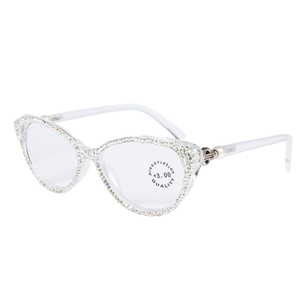 Handmade Rhinestone Cat Eye Reader Glasses G0399-AB