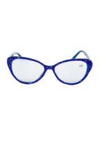 Handmade Rhinestone Cat Eye Reader Glasses G0399-Blue