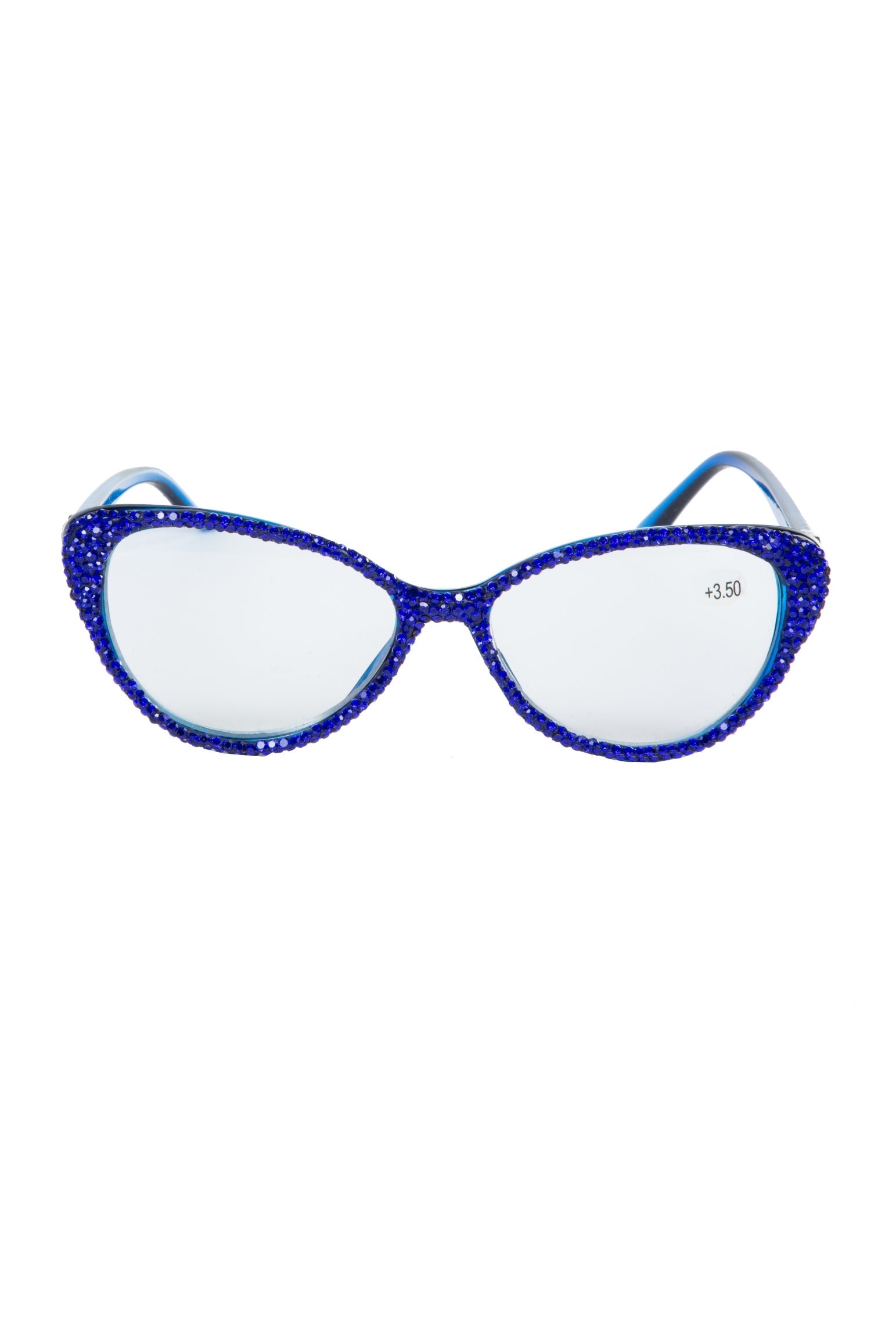Handmade Rhinestone Cat Eye Reader Glasses G0399-Blue