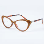 Handmade Rhinestone Cat Eye Reader Glasses G0399-Brown